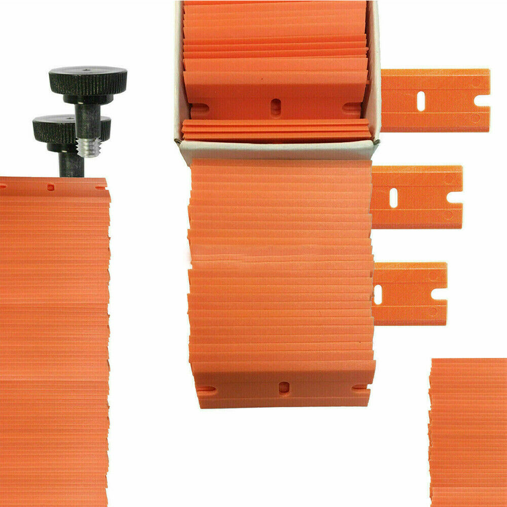 100Pcs Mini Plastic Razor Blades&Razor Scraper Double Edged Sticker Removal Tool - Fresh Stock Dated February 2026