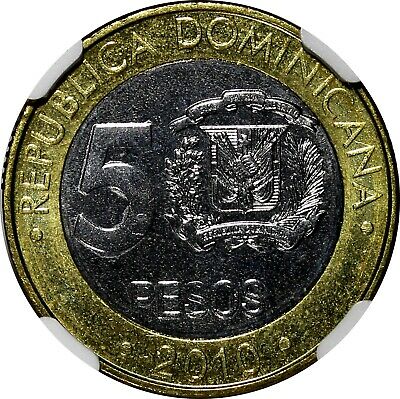 Dominican Republic Sánchez 2010 5 Pesos Magnetic NGC MS66 Poland Mint KM# 89(2) - Fresh Stock Dated February 2026