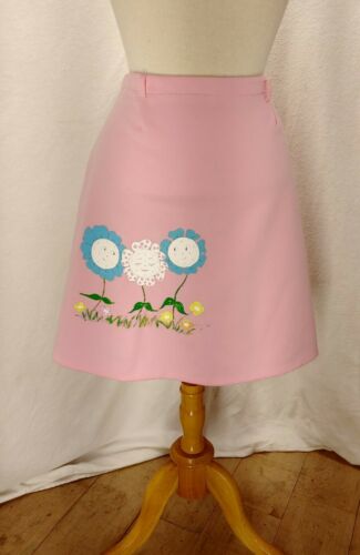 Vintage Hand Painted Pink A Line Skirt Golf Ball Daisies Cute EUC One of a kind! - Fresh Stock Dated February 2026
