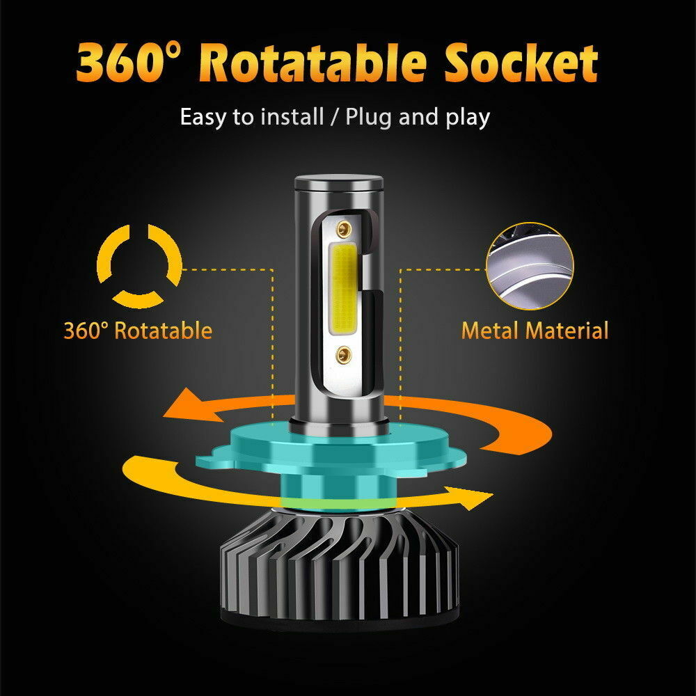 SHENKENUO 2X H4 9003 LED Headlight Kit High Low Beam 6000K White Light Bulbs F2 - Fresh Stock Dated February 2026