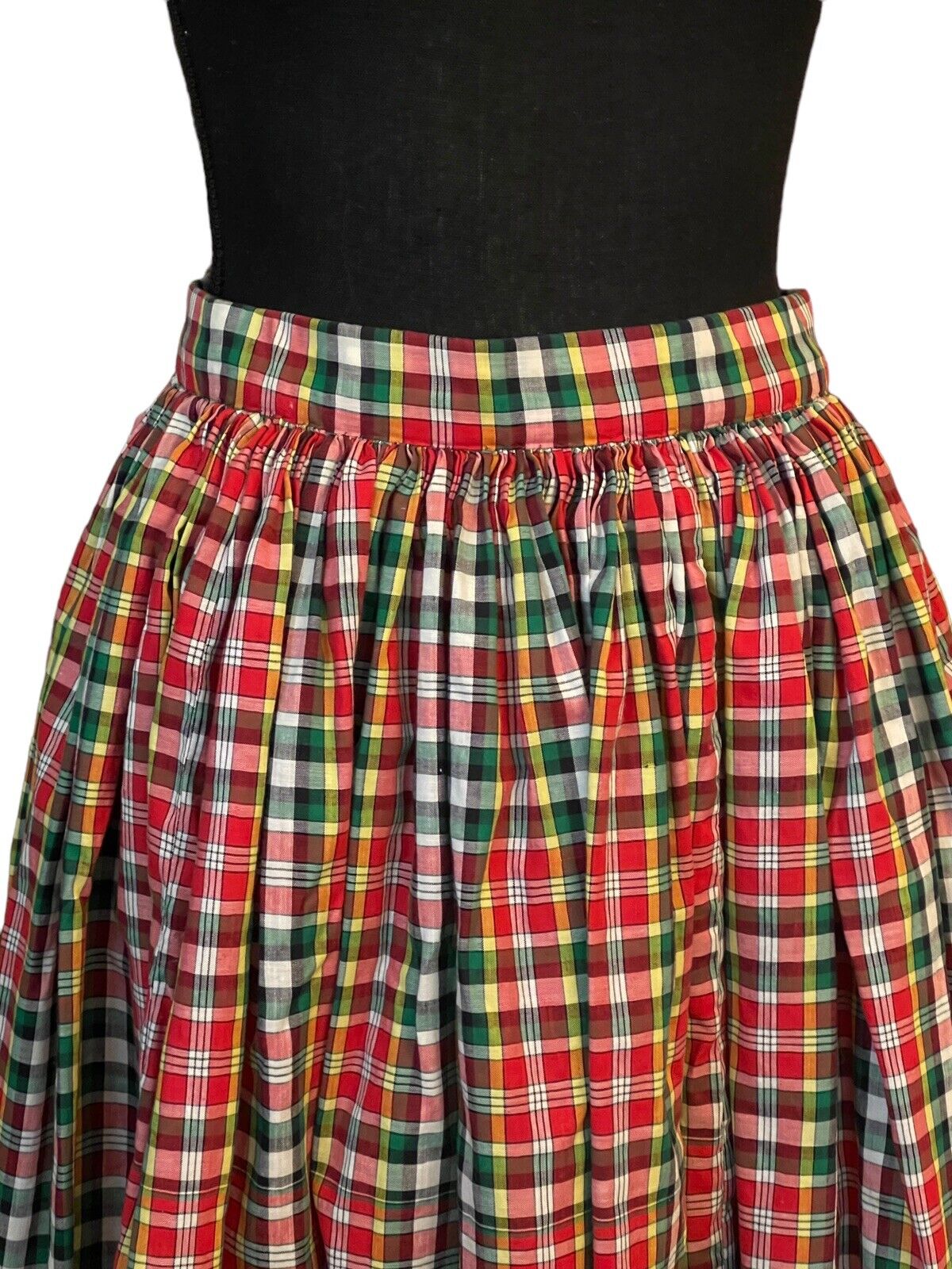 Vintage 70s Skirt Juniors Plaid Red Green High Waist Christmas - Fresh Stock Dated March 2026