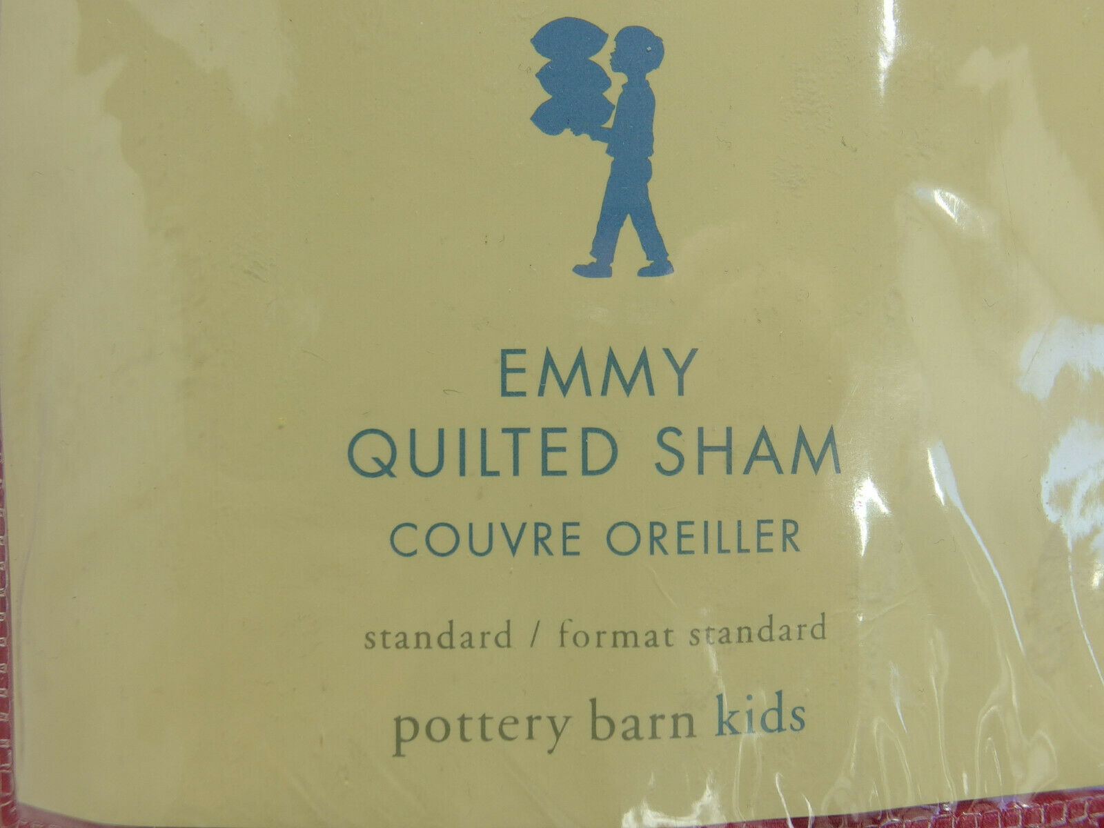 New POTTERY BARN KIDS Pink Standard Sham Emmy Quilted 6416 100% Cotton Geometric - Fresh Stock Dated February 2026