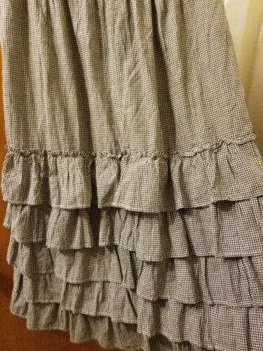 Vintage Black White Gingham Cottagecore Ruffle Maxi Skirt - Fresh Stock Dated February 2026