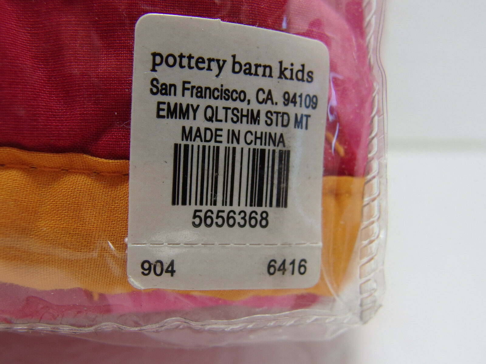 New POTTERY BARN KIDS Pink Standard Sham Emmy Quilted 6416 100% Cotton Geometric - Fresh Stock Dated February 2026