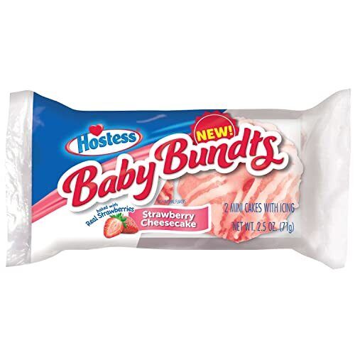 hostess Baby Bundts | Strawberry Cheesecake | 2.Pack | Box of 6 (12 Total Cak... - Fresh Stock Dated February 2026