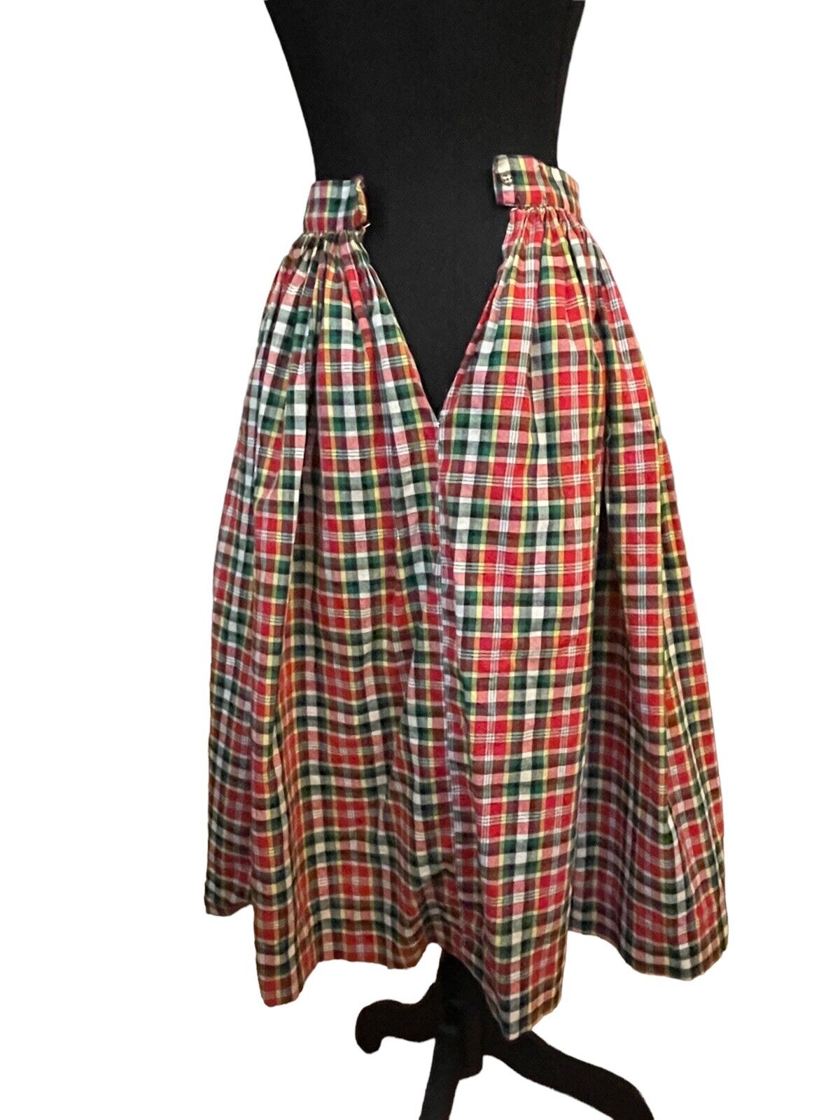 Vintage 70s Skirt Juniors Plaid Red Green High Waist Christmas - Fresh Stock Dated March 2026