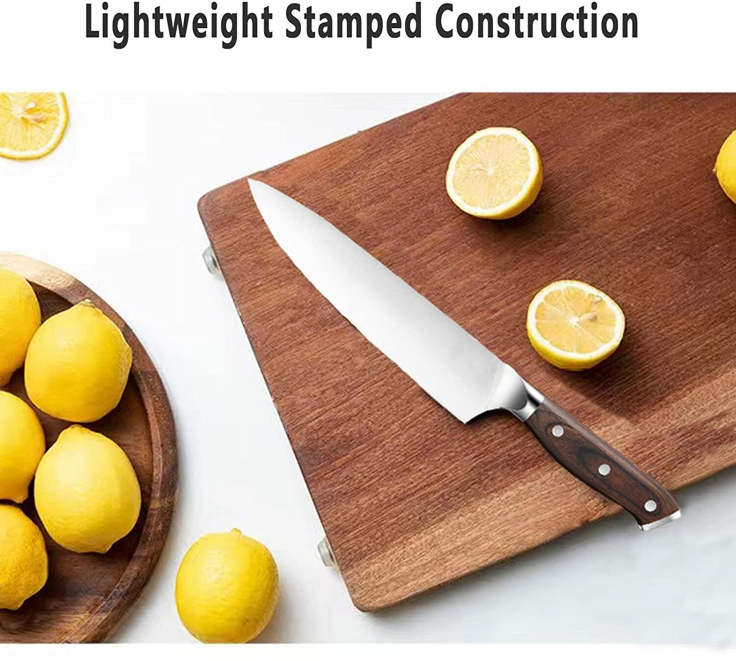 15-Piece Kitchen Cutlery Knife Set with Block Built-in Sharpener Stainless Steel - Fresh Stock Dated February 2026