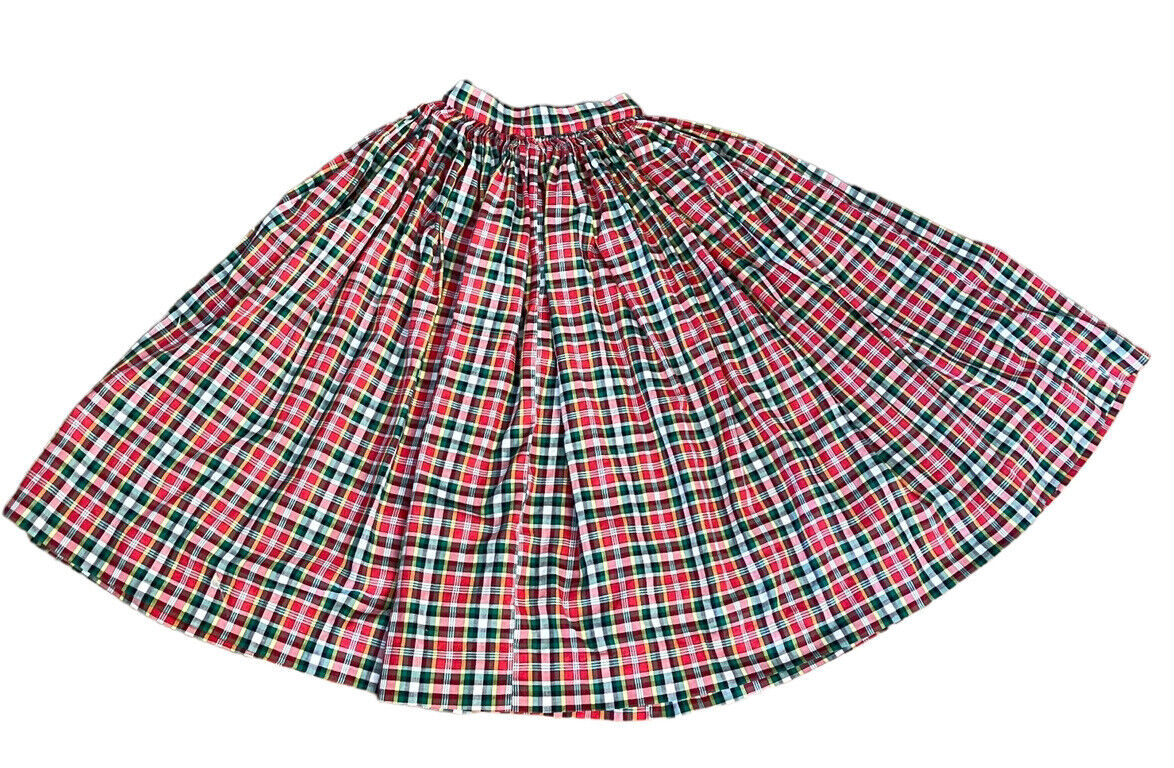 Vintage 70s Skirt Juniors Plaid Red Green High Waist Christmas - Fresh Stock Dated March 2026