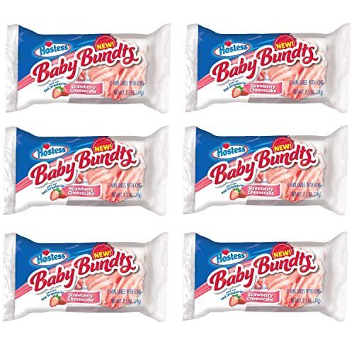 hostess Baby Bundts | Strawberry Cheesecake | 2.Pack | Box of 6 (12 Total Cak... - Fresh Stock Dated February 2026