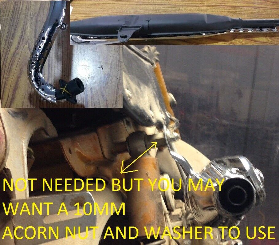 BLACK W/CHRM CT70 AFTERMARKET muffler EXHAUST SYSTEM w/ HEAT SHIELDS (AFTCT7MUF) - Fresh Stock Dated February 2026