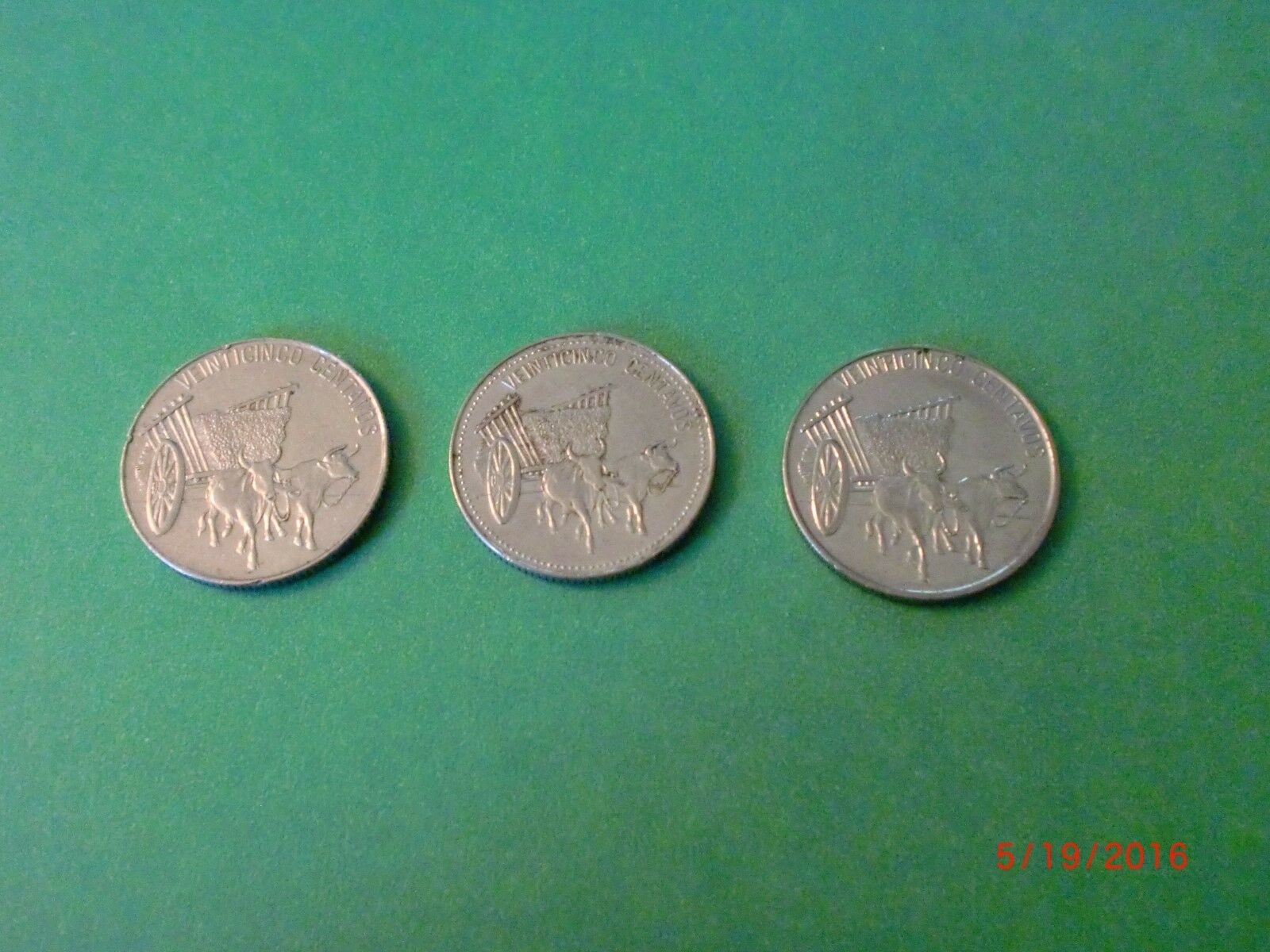 - DOMINICAN REPUBLIC - 3 X 25 CENTAVOS  COINS -  RARE-1989-1991 #3L/3 - Fresh Stock Dated December 2025