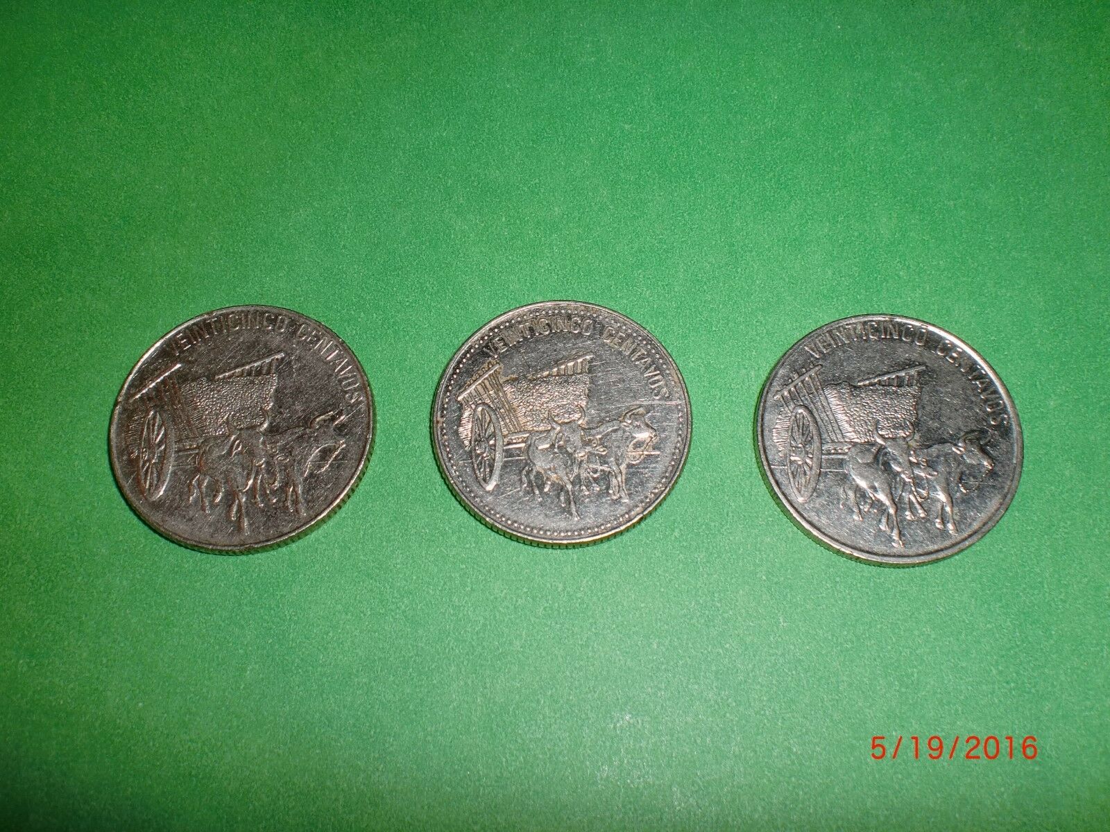 - DOMINICAN REPUBLIC - 3 X 25 CENTAVOS  COINS -  RARE-1989-1991 #3L/3 - Fresh Stock Dated December 2025