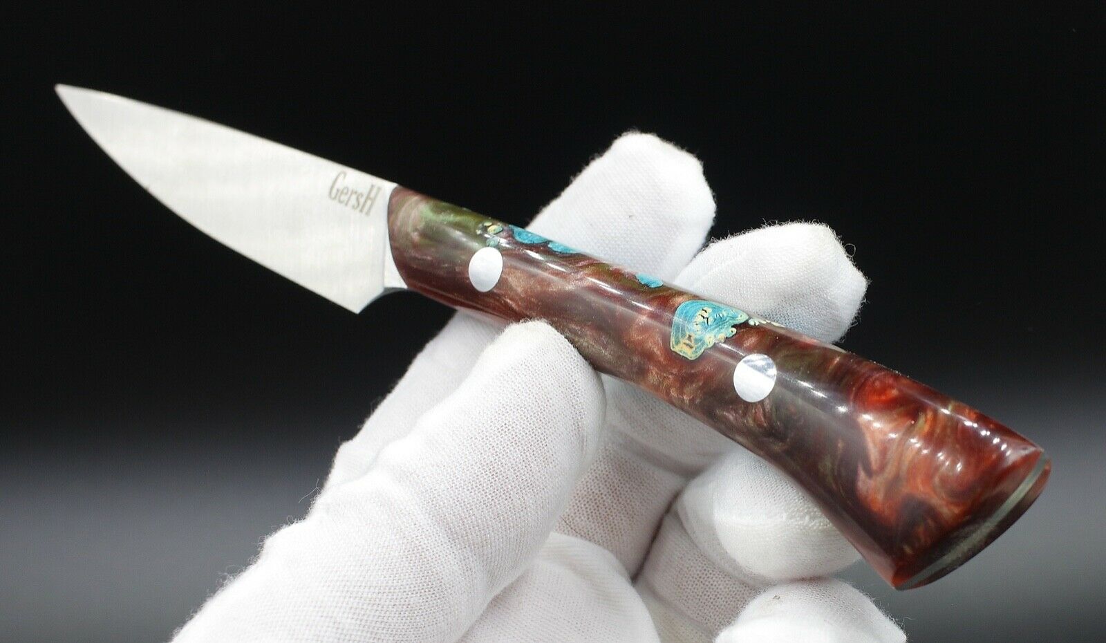 Blue Lagoon Paring - USA Made Custom Knives ELMAX Stainless Steel Custom Handle - Fresh Stock Dated December 2025