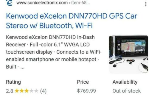 Kenwood eXcelon DNN770HD Car Stereo New - Fresh Stock Dated December 2025