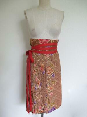 Vintage 70s Kenzo Jap Wrap Skirt S 38 France Pleated Cotton Kimono Print Floral - Fresh Stock Dated February 2026