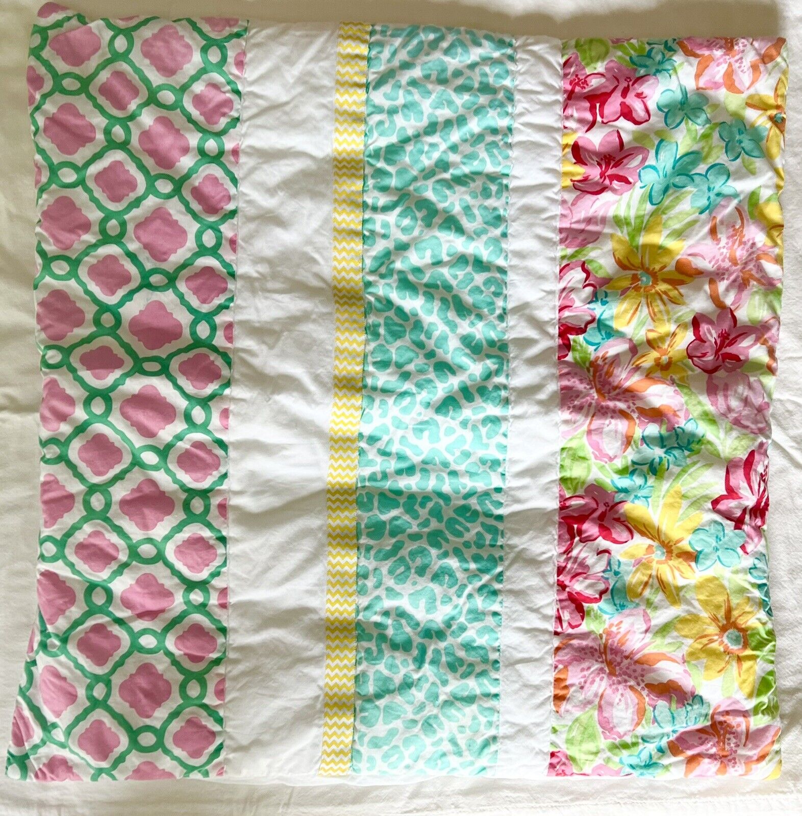 PB TEEN POTTERY BARN Set of 2 Cotton Quilted Euro Shams, Paradise Patchwork. 26” - Fresh Stock Dated February 2026