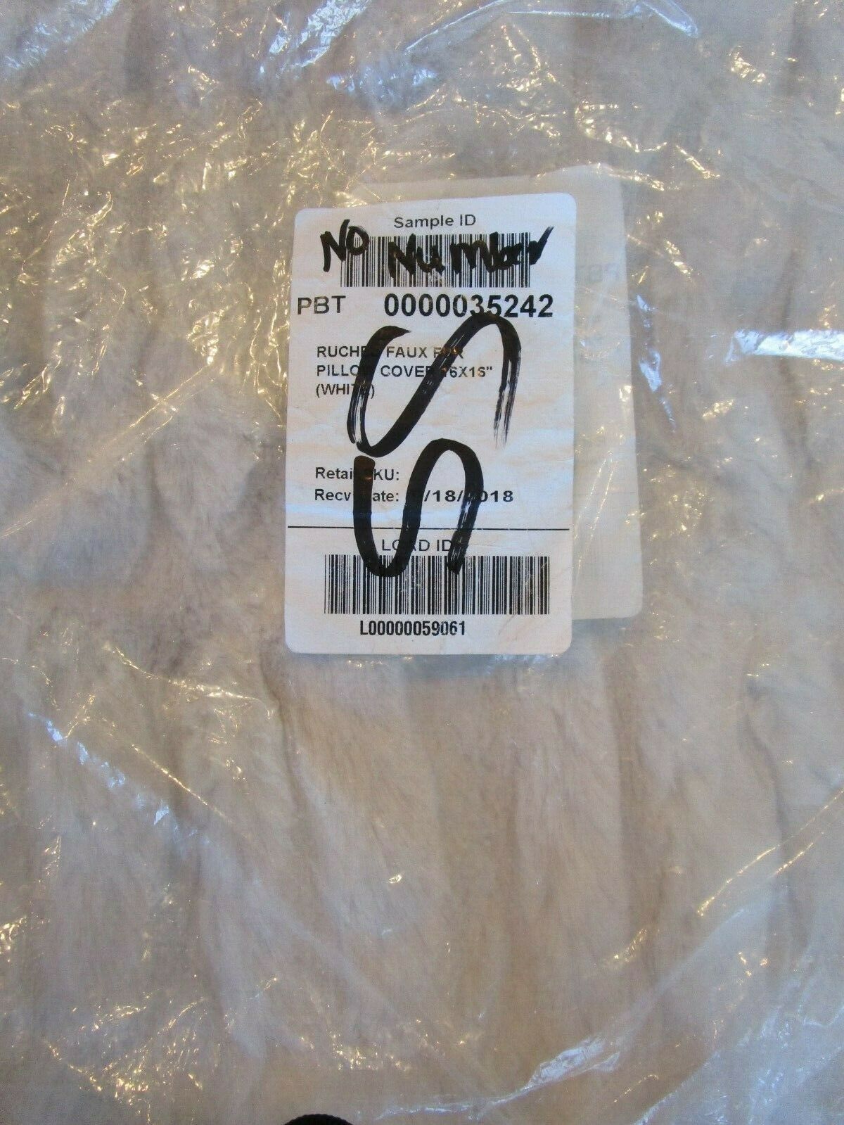 Pottery Barn Teen Ruched faux fur white16 Pillow cover photo shoot sample - Fresh Stock Dated December 2025