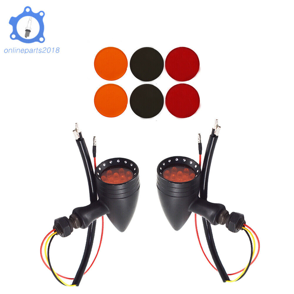 Pair Motorcycle Brake Stop LED Turn Signal Red Lights For Chopper Bobber - Fresh Stock Dated February 2026