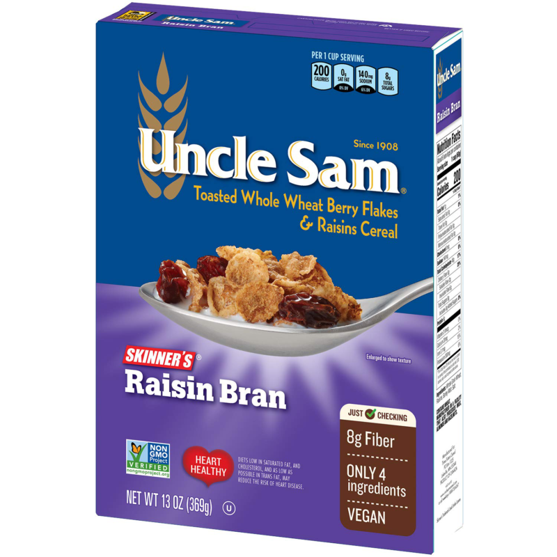Uncle Sam Skinner'S Raisin Bran Cereal High Fiber Whole Grain Non-Gmo Project - Fresh Stock Dated December 2025
