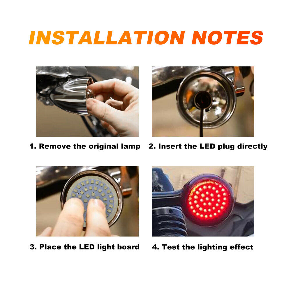 2x Motorcycle 1156 LED Rear Turn Signal Lights Red For Harley Davidson Street - Fresh Stock Dated February 2026