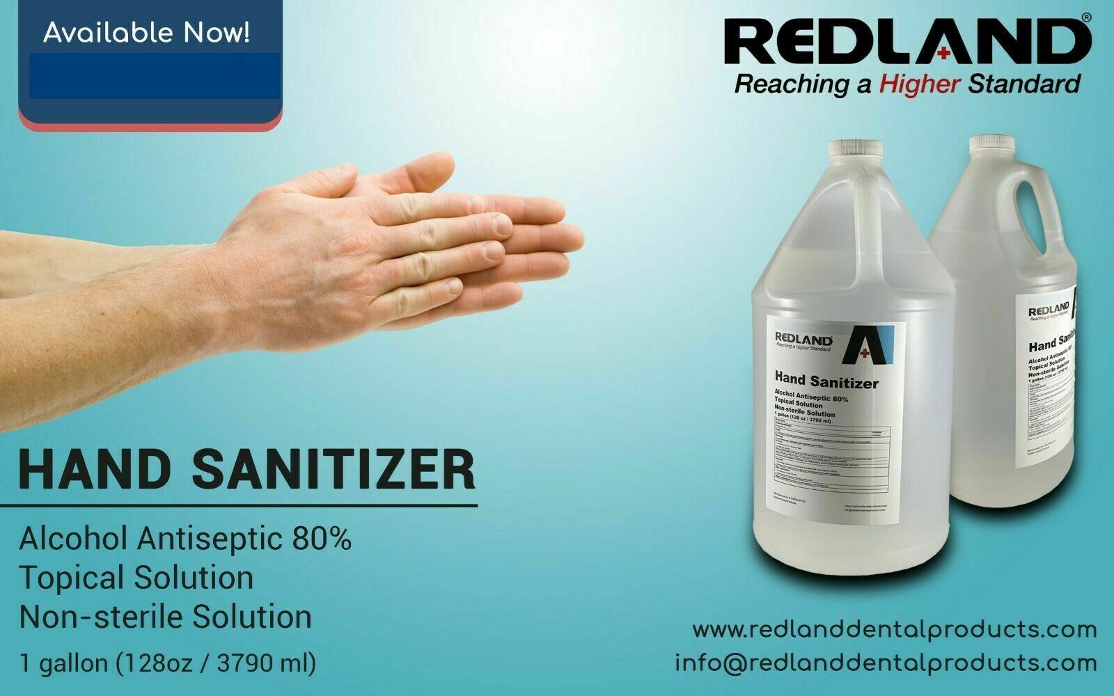 Redland Hand Sanitizer Gel 80% Alcohol Antiseptic Non-sterile solution 1 Gallon - Fresh Stock Dated February 2026