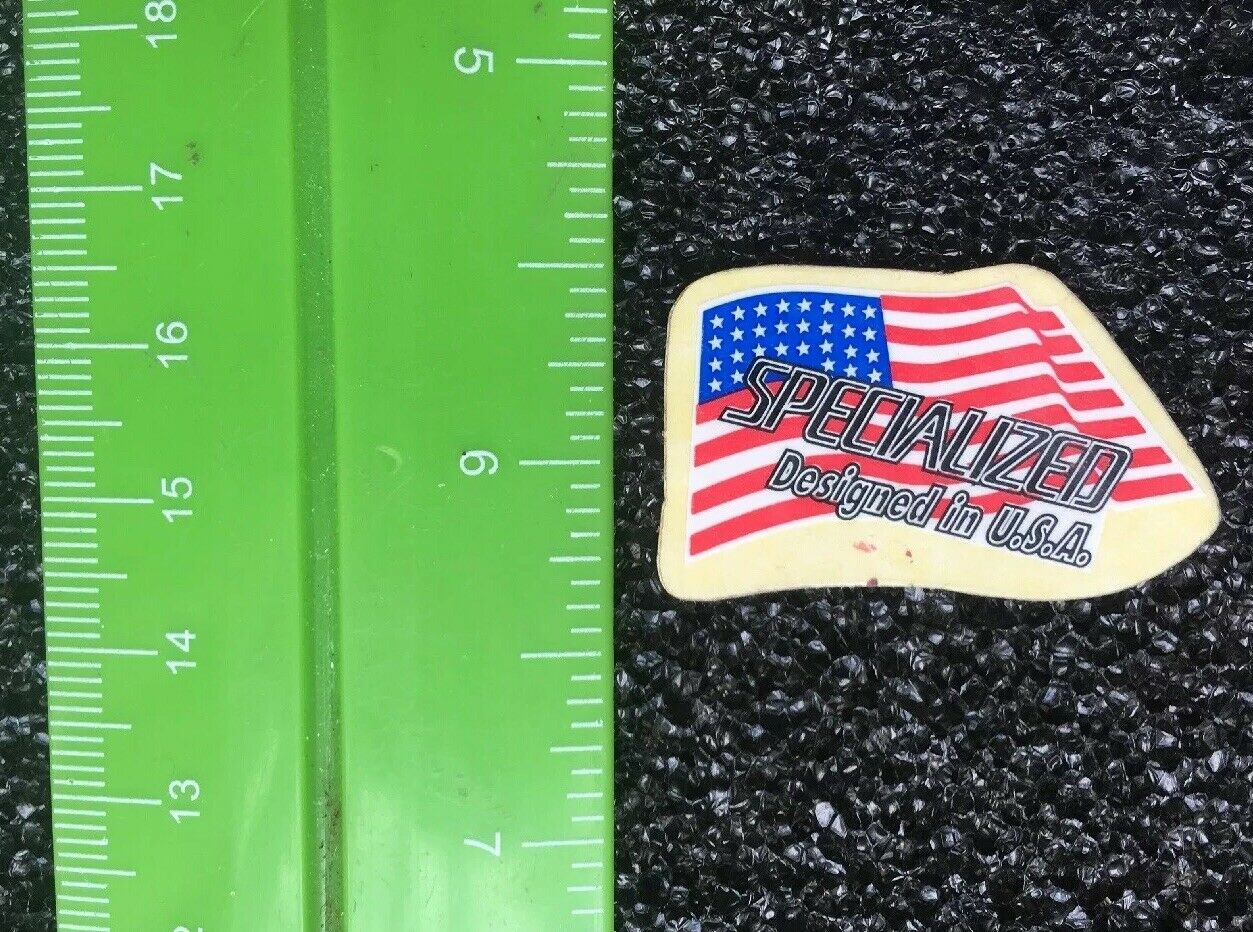 NOS VINTAGE Original Authentic SPECIALIZED DESIGNED In USA Frame FLAG Decal - Fresh Stock Dated December 2025