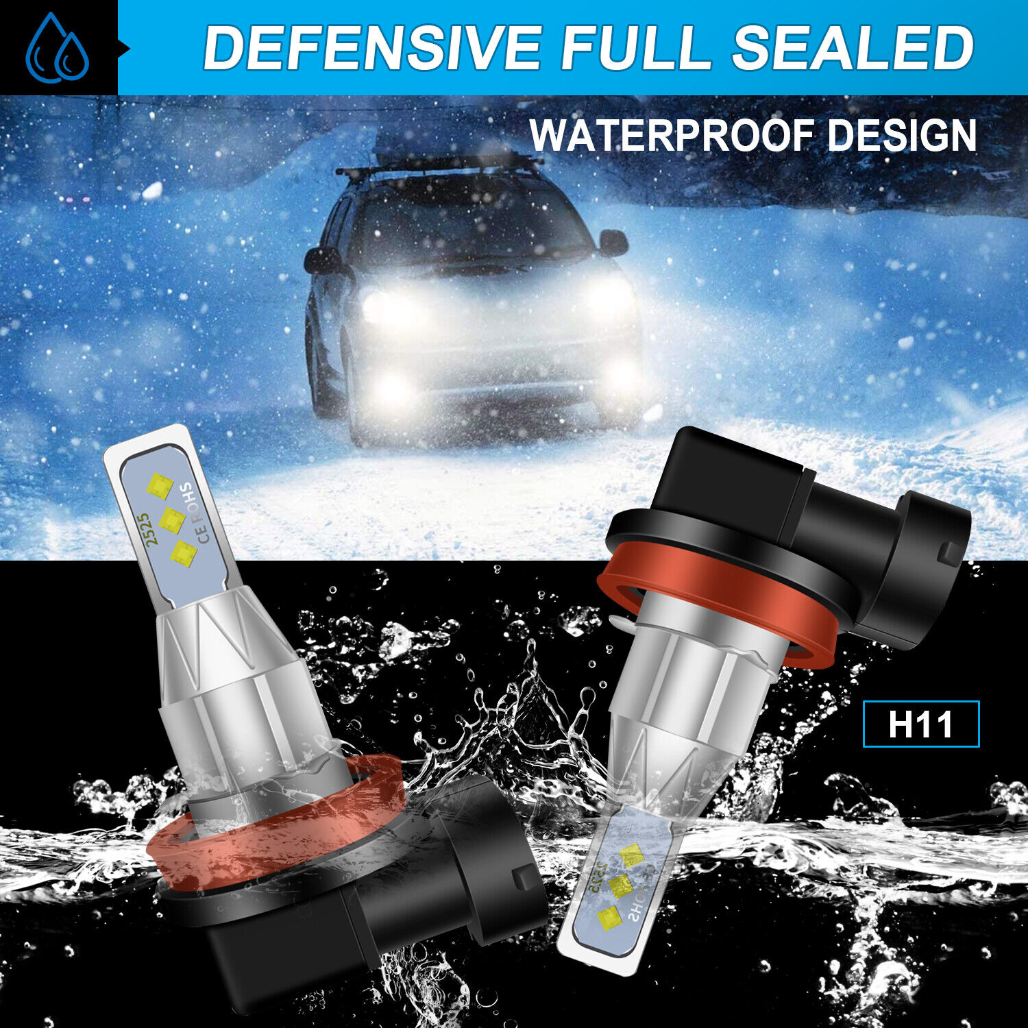 NEW H11 2x LED Headlight Bulbs For Suzuki GSXR1000 GSXR750 GSXR600 Low Beam Kit - Fresh Stock Dated February 2026