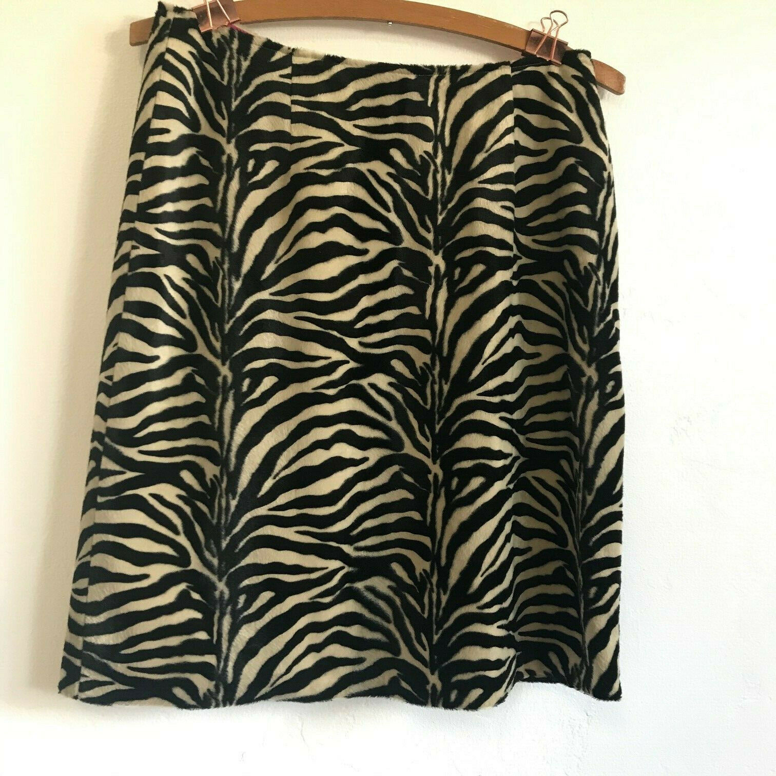 VTG RENEE CLAIRE A-Line Pencil Skirt Size M Zebra Stripe Print Soft Fuzzy Lined - Fresh Stock Dated February 2026