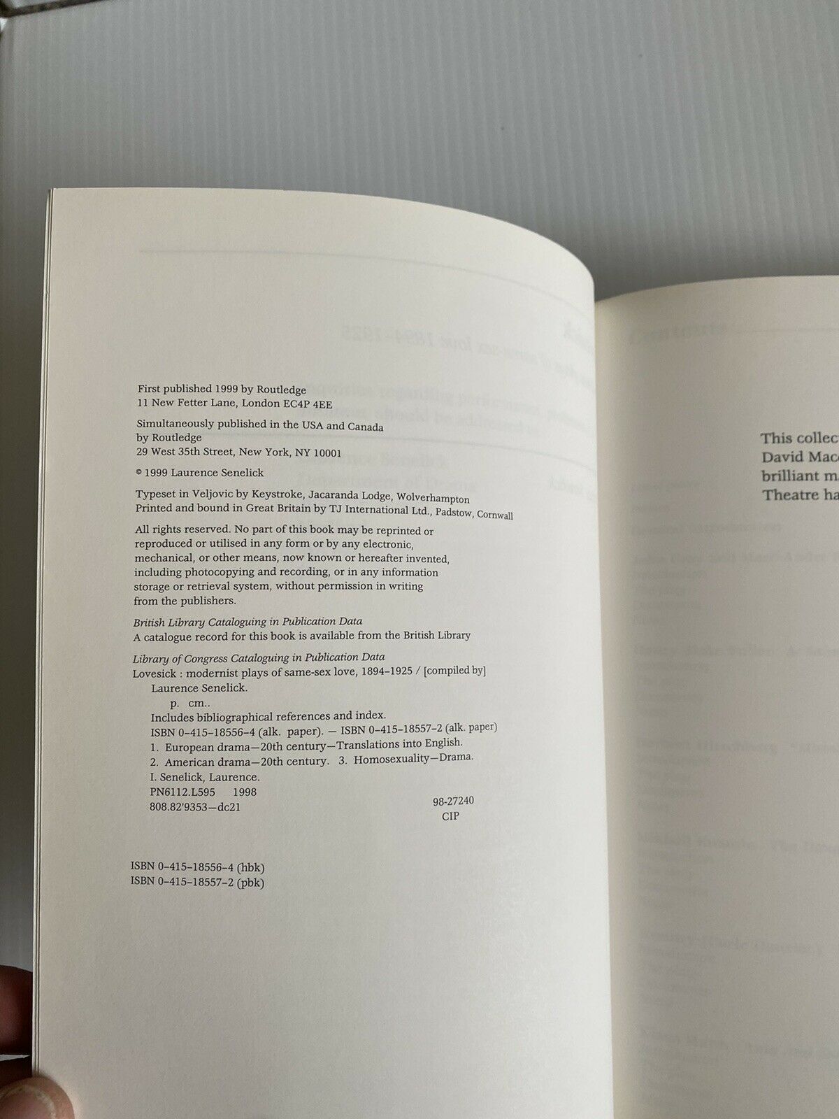 lovesick modernist plays of same sex love 1894-1925 Book Senelick 1st Edition - Fresh Stock Dated December 2025