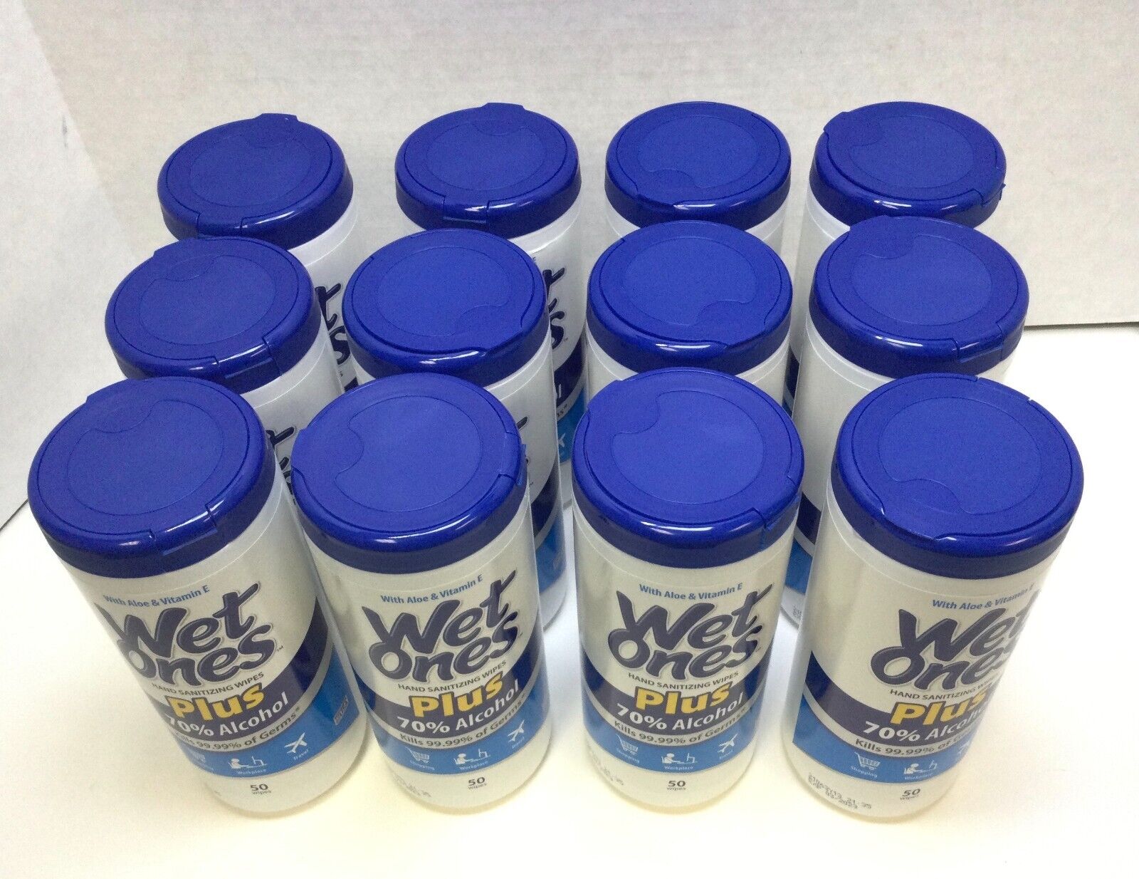 Wet Ones Plus 70% Alcohol Hand Sanitizing Wipes (50ct) Lot of 12 - Fresh Stock Dated February 2026
