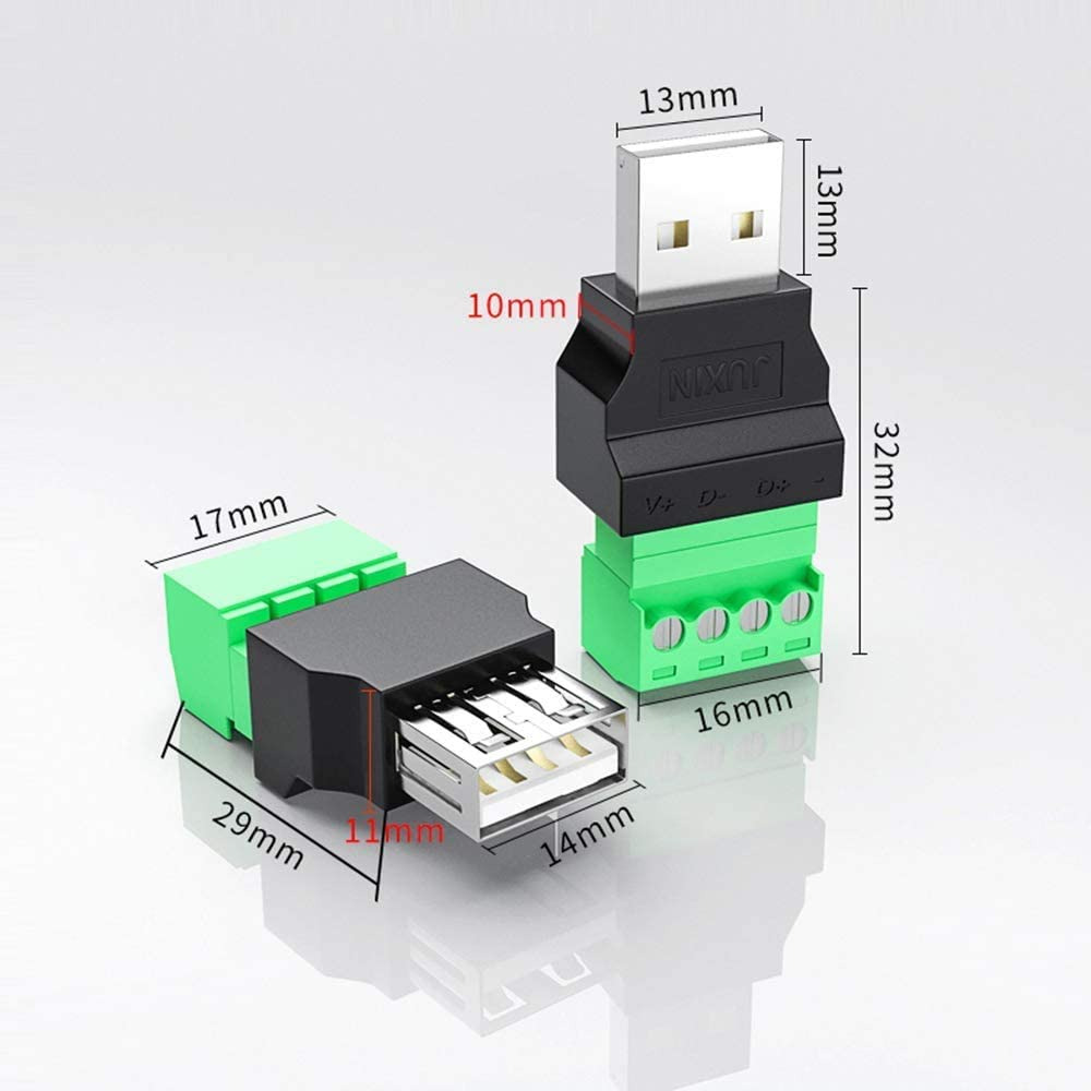 4 Packs USB 2.0 Type A Male/Female To 4 Pin Screw Terminal 300V 8A FREE SHIPPING - Fresh Stock Dated February 2026