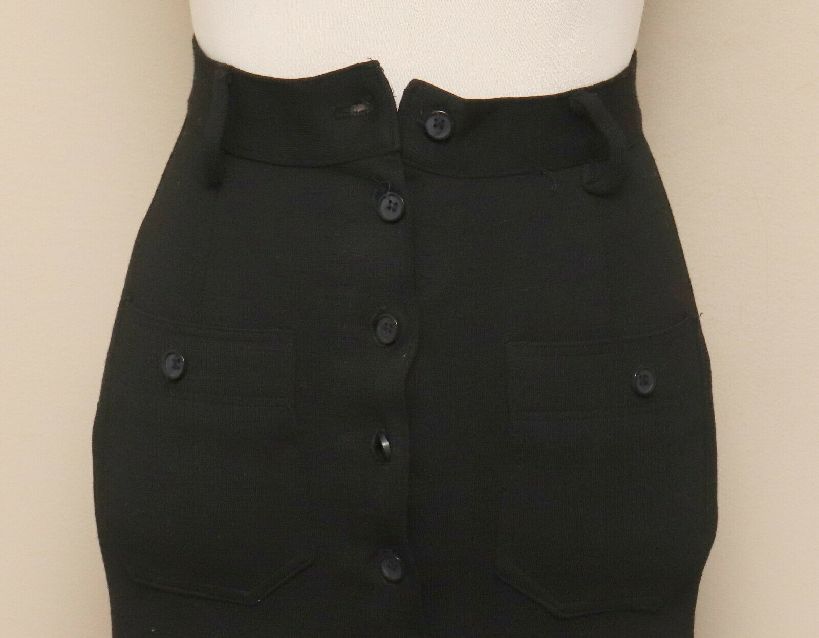 Vintage 1970s Trousers Up Black Long Button Front Maxi Skirt - Fresh Stock Dated February 2026