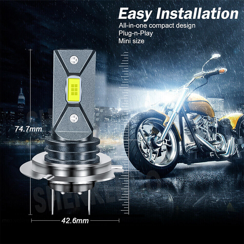 H7 LED Headlight Bulbs For Suzuki GSXR 1000 750 600 Hayabusa Hi Low Beam White - Fresh Stock Dated February 2026