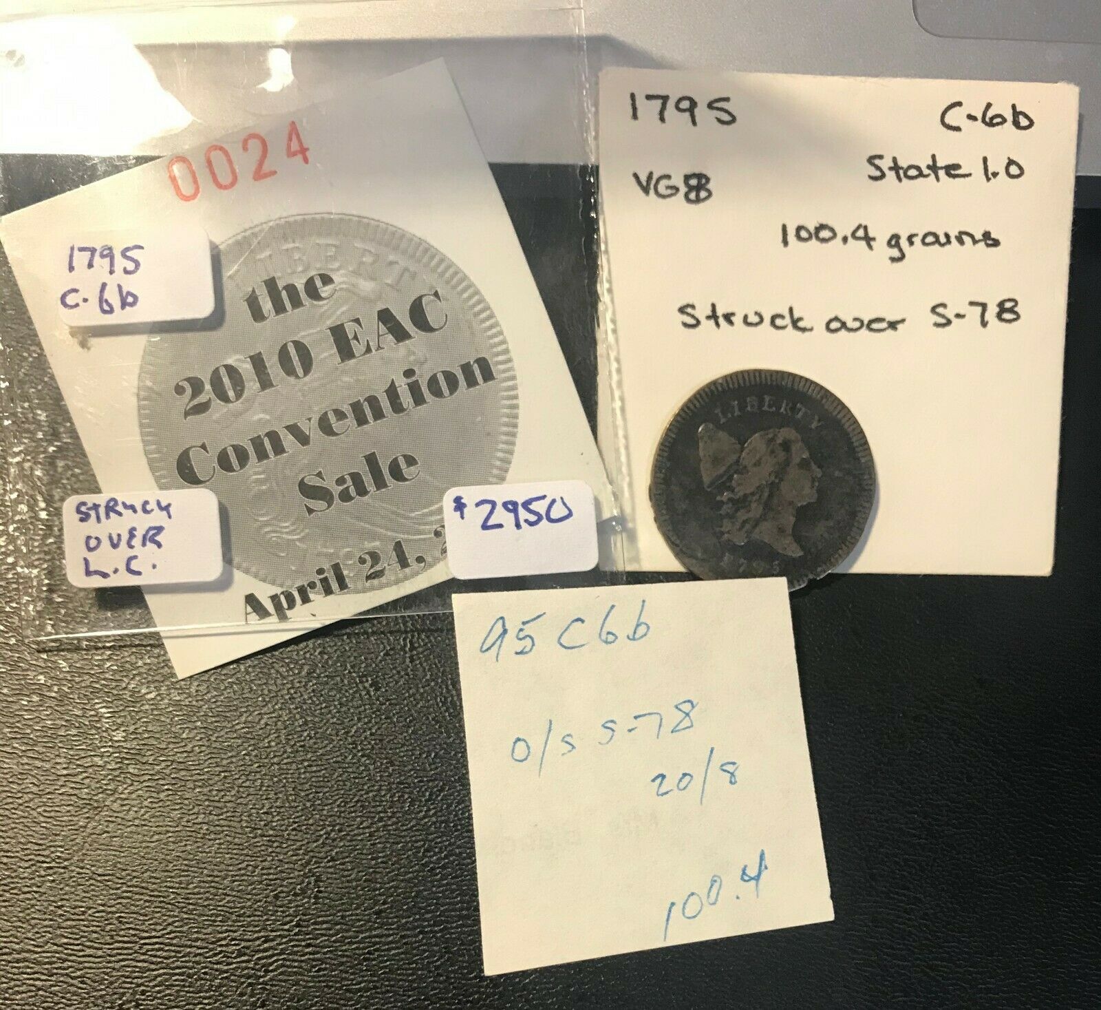 1795 C-6b R-6 Struck over Lg Cent Pl Edge Liberty Cap Half Cent Coin 1/2c - Fresh Stock Dated February 2026