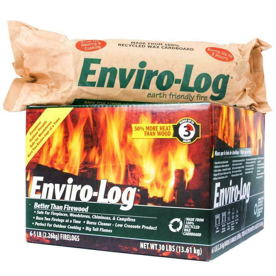 Enviro-Log Sustainably Firelogs - 5lbs 3 Hour (1000562), 6 Pack Fire Pit Camping - Fresh Stock Dated December 2025