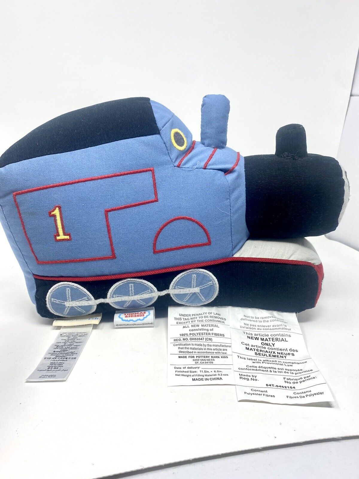 Pottery Barn Kids Thomas  and Friends The Train Shaped Pillow Blue Black Red - Fresh Stock Dated February 2026