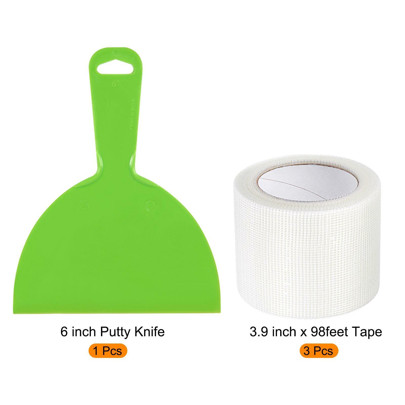 6inch Putty Knife and 2mm Mesh Drywall Joint Tape 3.9inch x 98feet, 4Pcs - Fresh Stock Dated February 2026