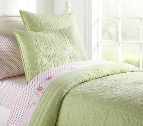 NWT Pottery Barn Kids Whitney Quilted sham green floral - Fresh Stock Dated December 2025