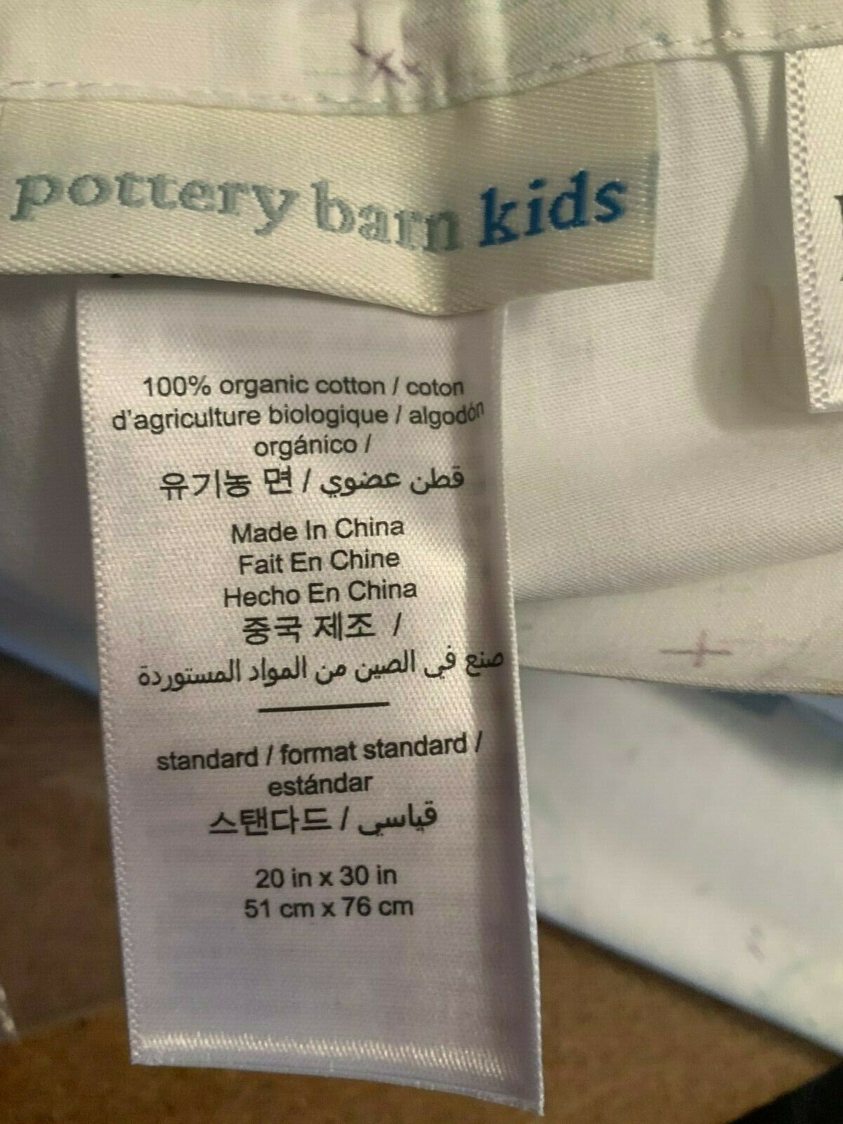 Pottery Barn Disney Organic Frozen One Standard Pillowcase Light Blue 100%Cotton - Fresh Stock Dated December 2025