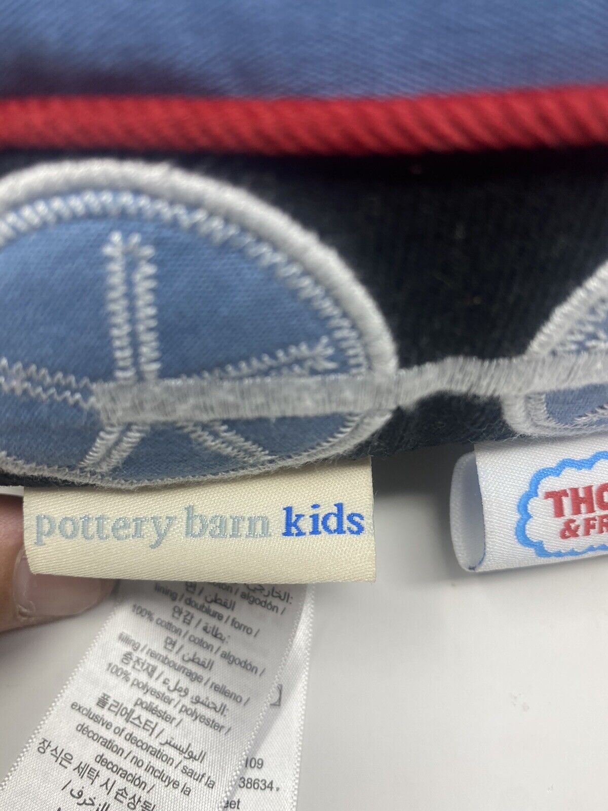 Pottery Barn Kids Thomas  and Friends The Train Shaped Pillow Blue Black Red - Fresh Stock Dated February 2026