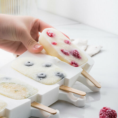 4 Cell Silicon Big Size Ice Cream Mold DIY Frozen Dessert Juice Popsicle Maker - Fresh Stock Dated December 2025