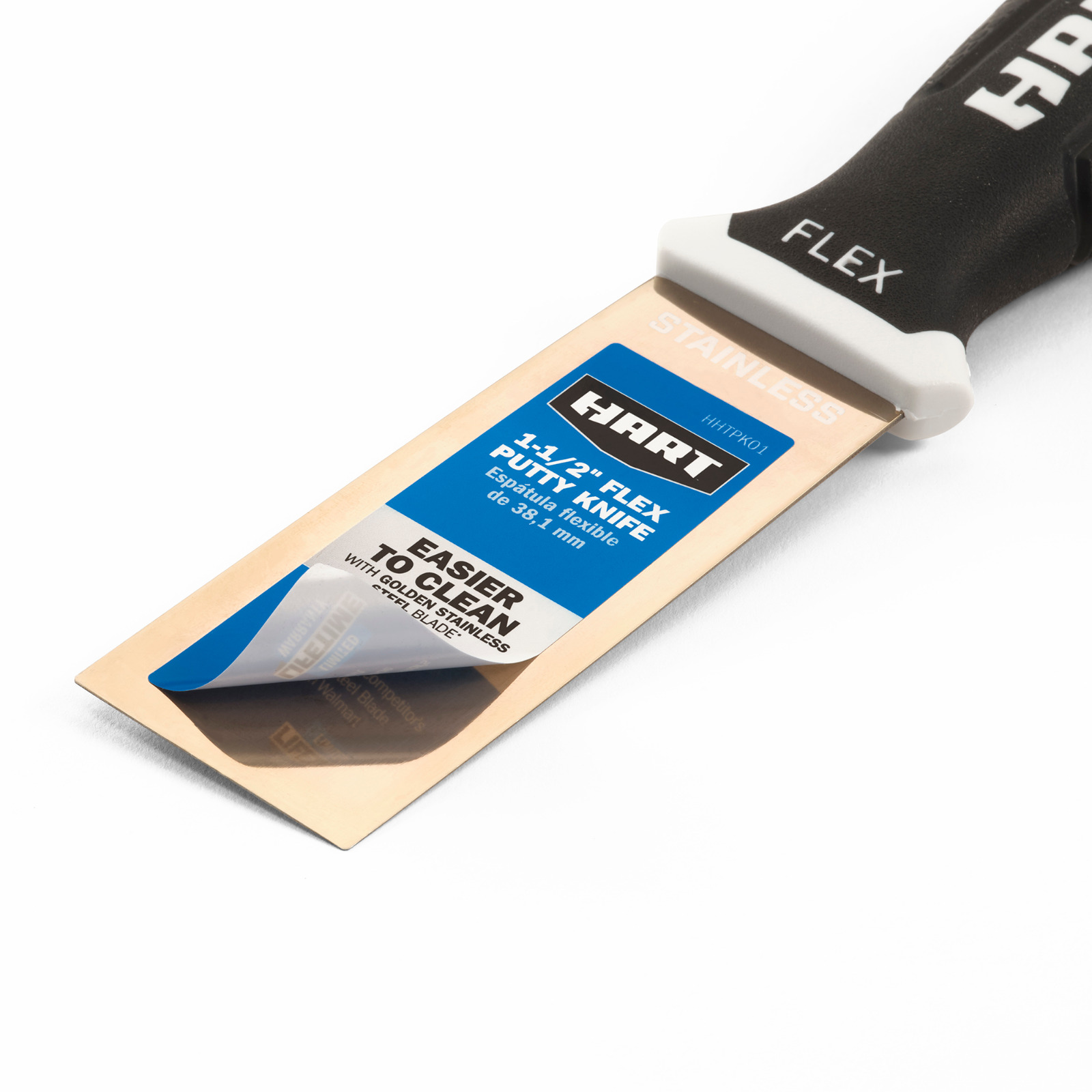 HART 1-1/2 inch FLEX PUTTY KNIFE | GOLDEN STAINLESS-STEEL | RUST-RESISTANT Tool - Fresh Stock Dated February 2026