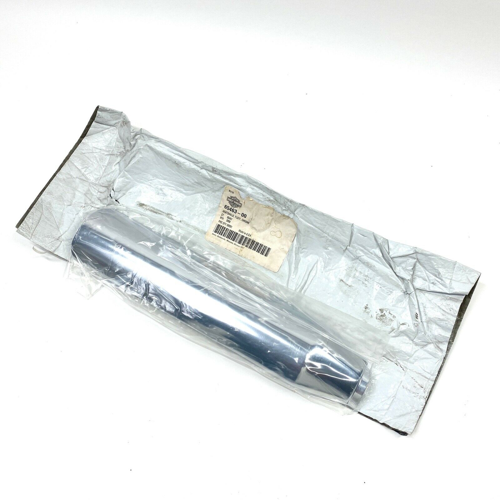 Genuine Harley OEM 00-17 Softail Fatboy Chrome Upper Exhaust Muffler Heat Shield - Fresh Stock Dated February 2026
