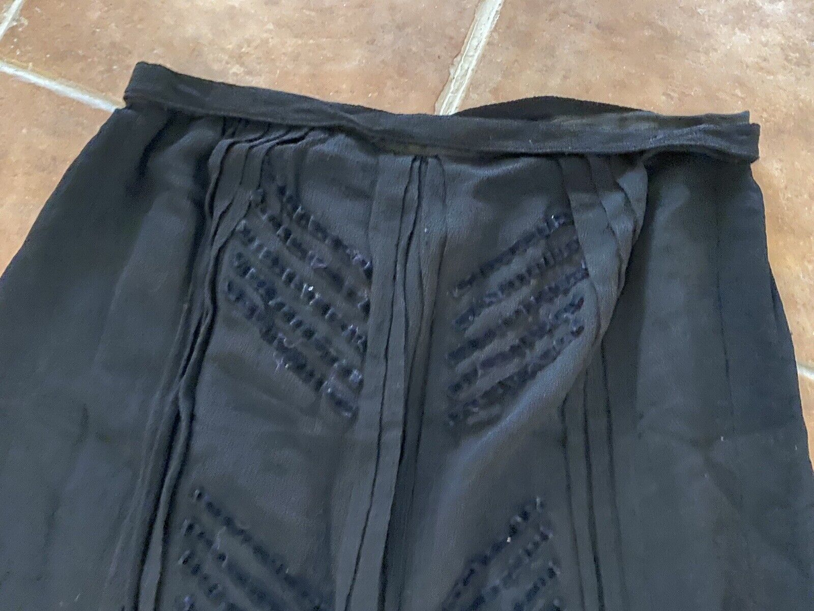 Antique Skirt Black Maxi Rayon Crepe Velvet Soutache XL - Fresh Stock Dated March 2026