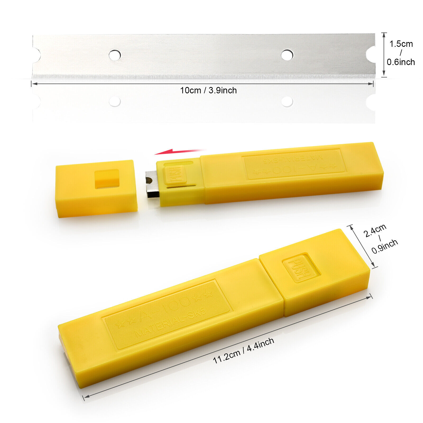 Wall Scraper w/ Long Grip Handle 10 Pcs Blades Car Sticker Paint Remover Cleaner - Fresh Stock Dated February 2026