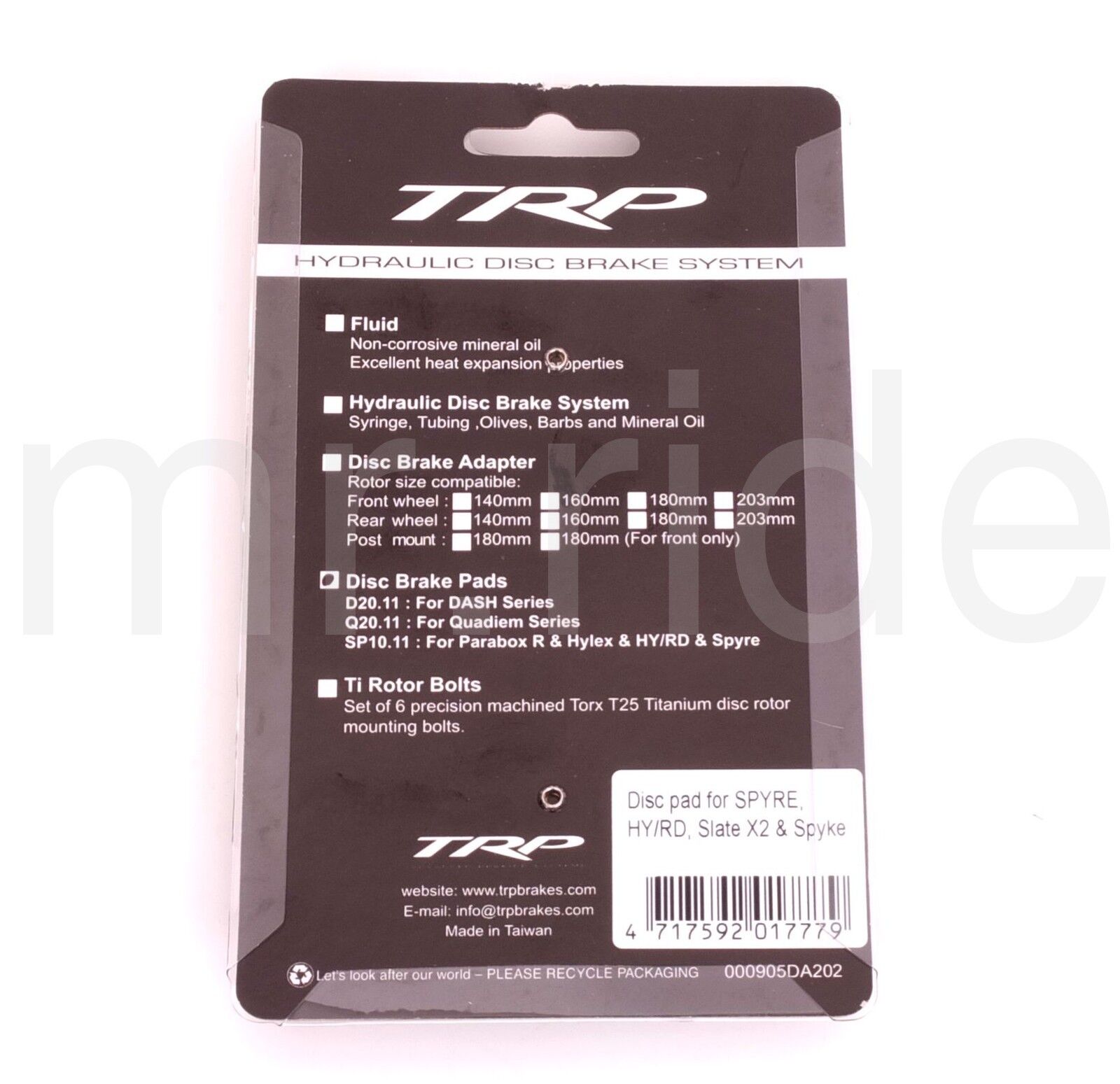 TRP SP10.11 HY/RD / Spyre / Spyke / Parabox R Replacement Disc Brake Bike Pads - Fresh Stock Dated February 2026