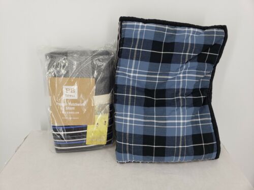 New Lot of 2 Pottery Barn Teen Preston Patchwork Sham Standard Size Blue Gray - Fresh Stock Dated December 2025