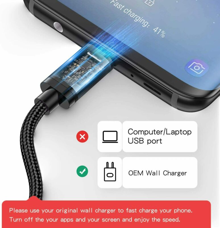 for Samsung Galaxy S9 Charger, Benicabe 2 Pack (2*6FT), Midnight Black - Fresh Stock Dated February 2026