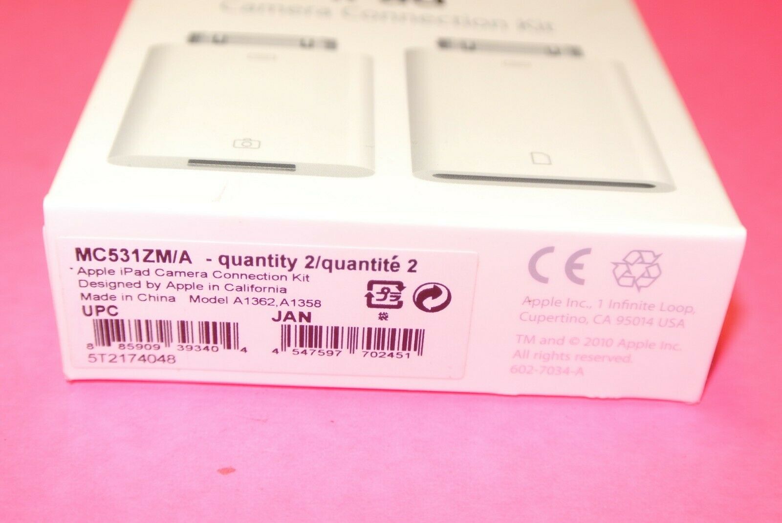 NEW Genuine Apple iPad Camera Connection Kit MC531ZM/A PN: A1362 + A1358 - Fresh Stock Dated February 2026