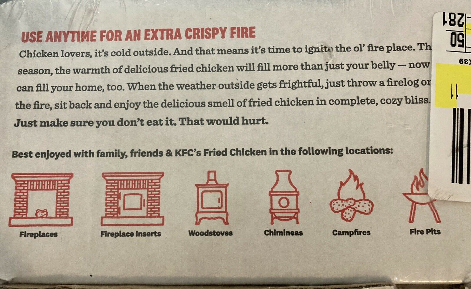 KFC® Limited-Edition 11 Herbs & Spices Firelog Enviro-Log® Hard To Find - Fresh Stock Dated December 2025